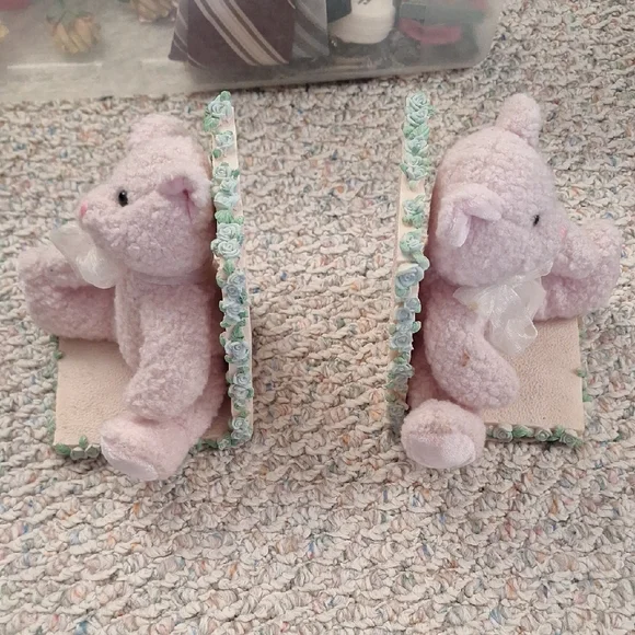 Plush Pink Teddy Bear Bookends - Picture 2 of 5